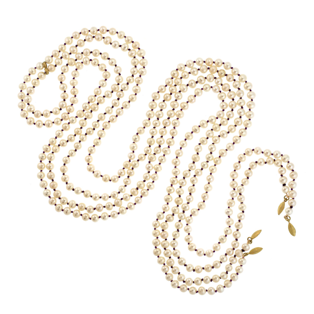 The Freshwater Pearl & Lotus Leaf Double Strand Scarf Necklace
