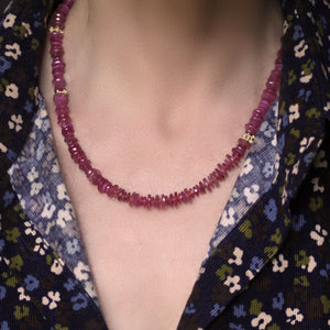 A Ruby Faceted Bead Necklace