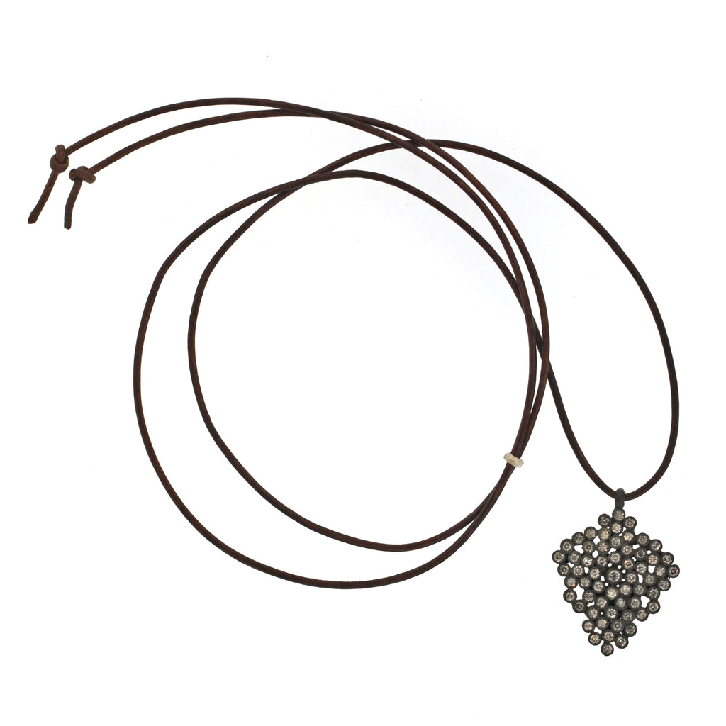 A Diamond Honeycomb Pendant in Blackened Silver