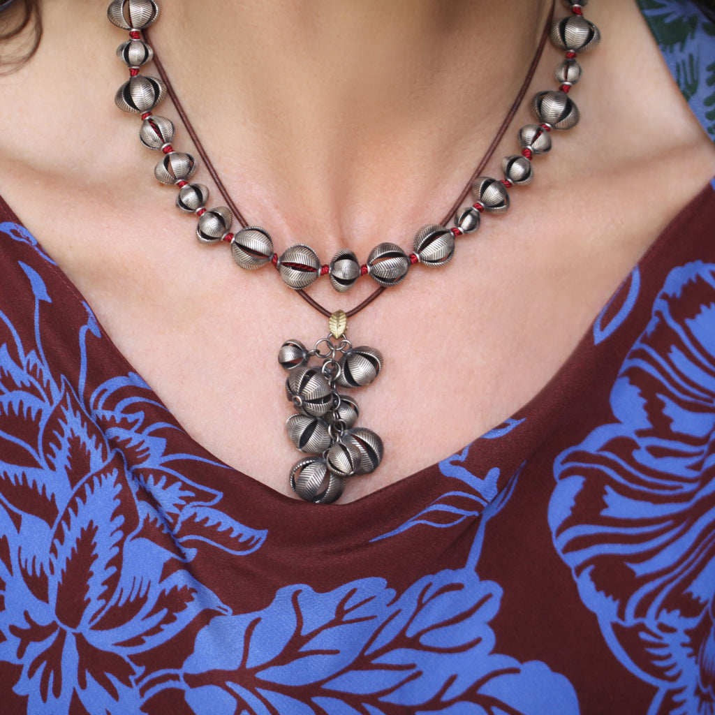 A Sterling Silver Cluster Lotus Bead Pendant