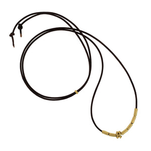 A Gold Tube and Double Bali Bead Necklace