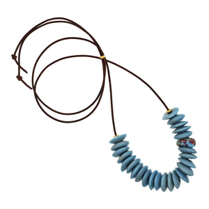 A Turquoise and Multicolored Speckle Trade Bead Necklace