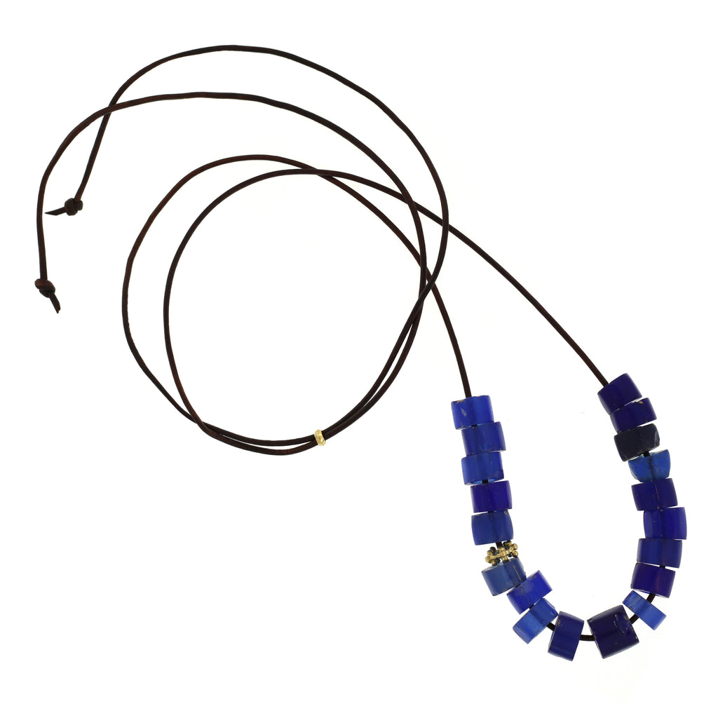A Blue Antique Glass Bead Necklace