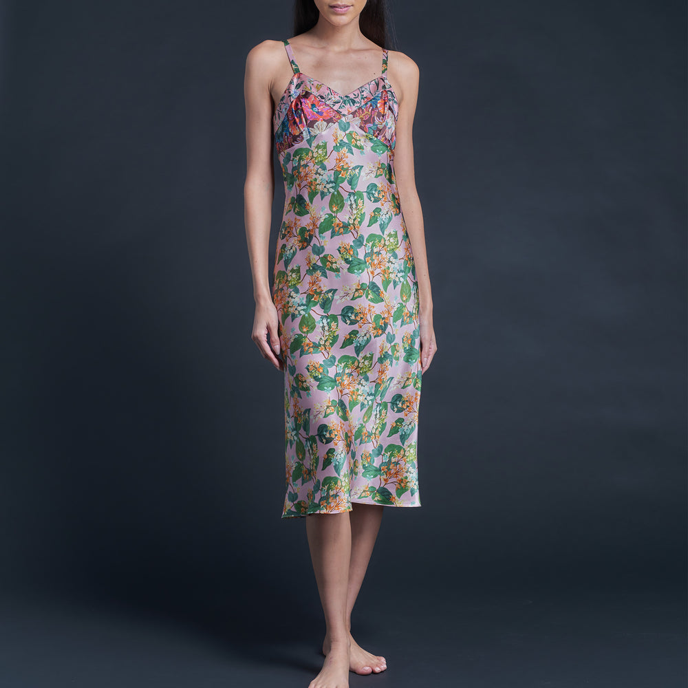 Pandora Dress in Pink Osterley Liberty Print Silk Satin