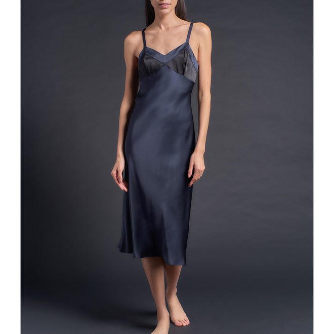 Pandora Dress in Sapphire Black Silk Charmeuse