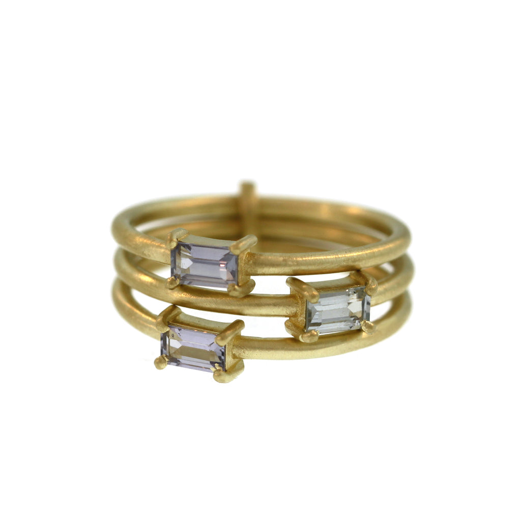 A Three Part Lavender Sapphire Ring