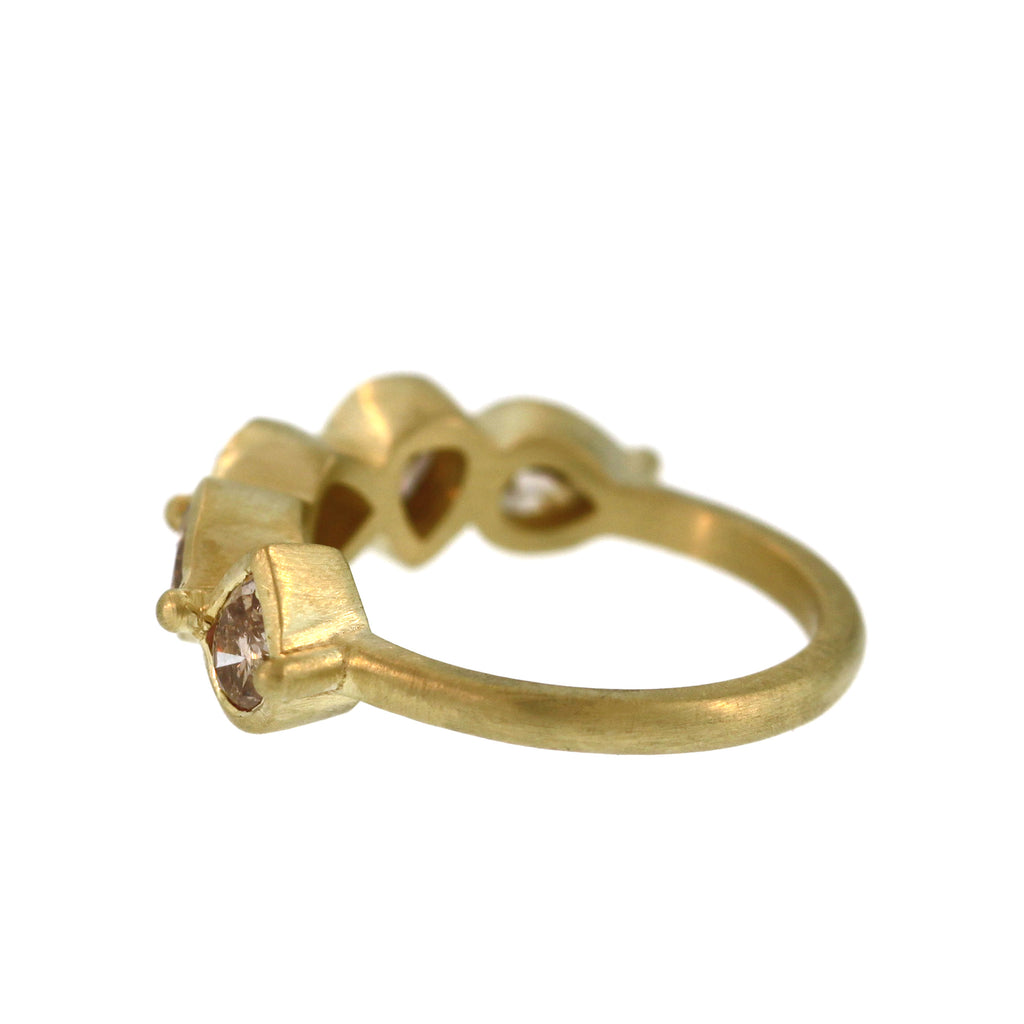 A Five Stone Cognac Diamond Ring