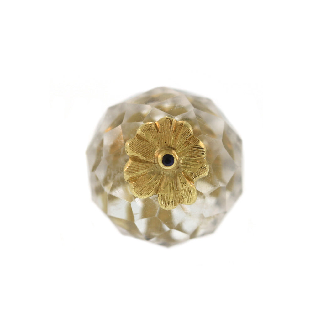 An Antique Quartz + Sapphire Flower Ring