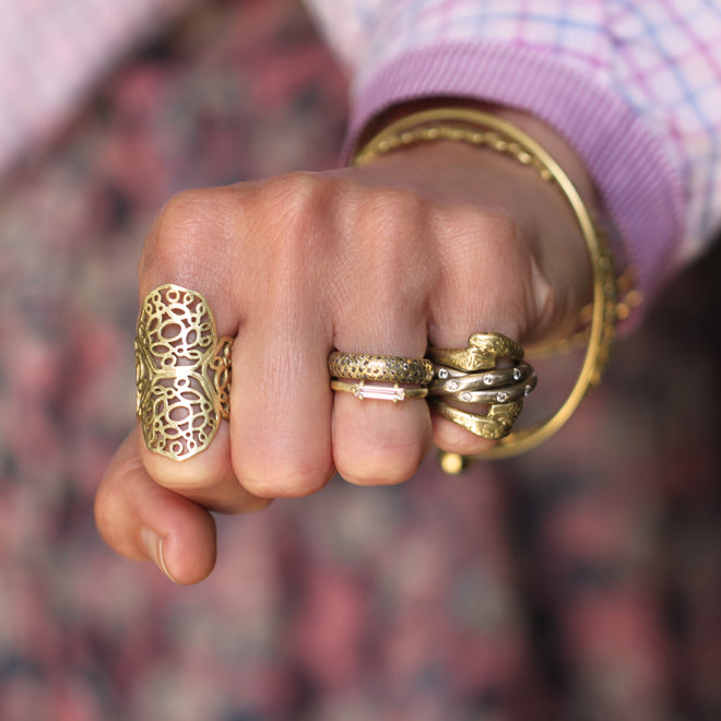 A Long + Slim Diamond Baguette Ring