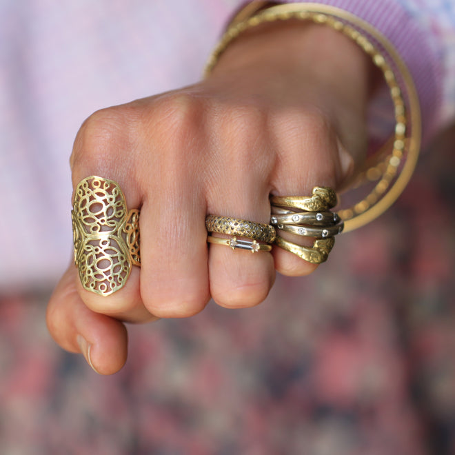 A Slim Prong-set Diamond Baguette Ring