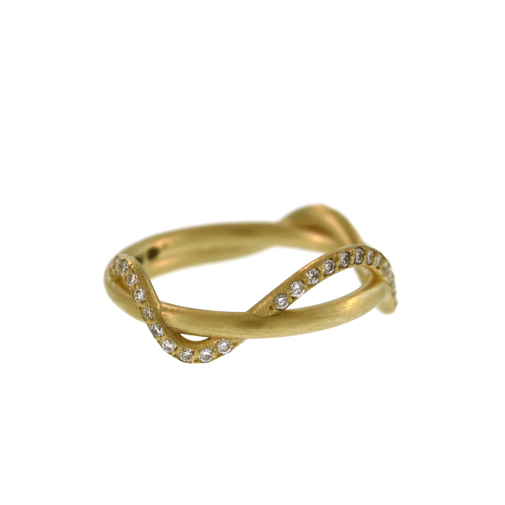 A Yellow Gold Diamond Ribbon Ring