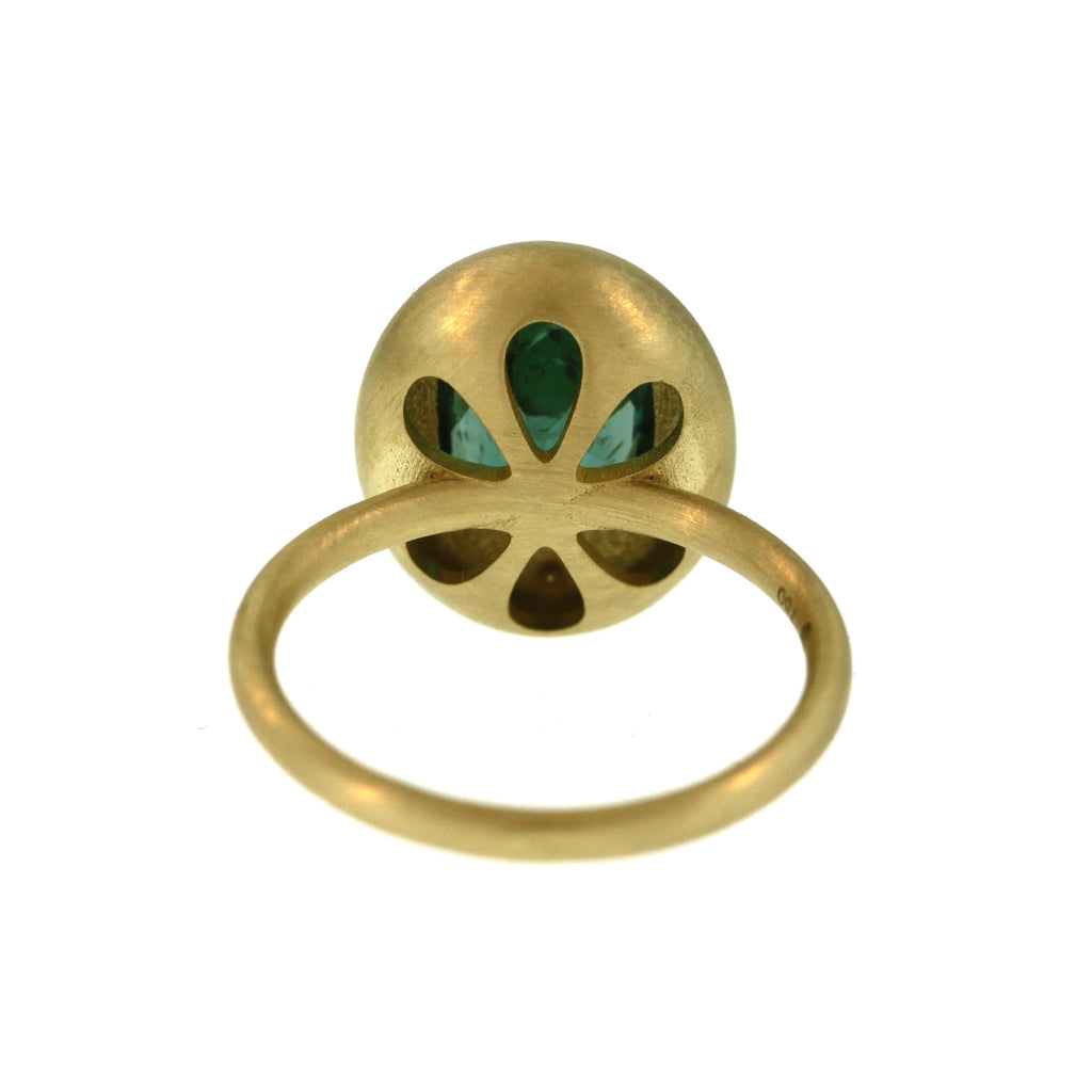 A Teal Green Tourmaline Lozenge Ring