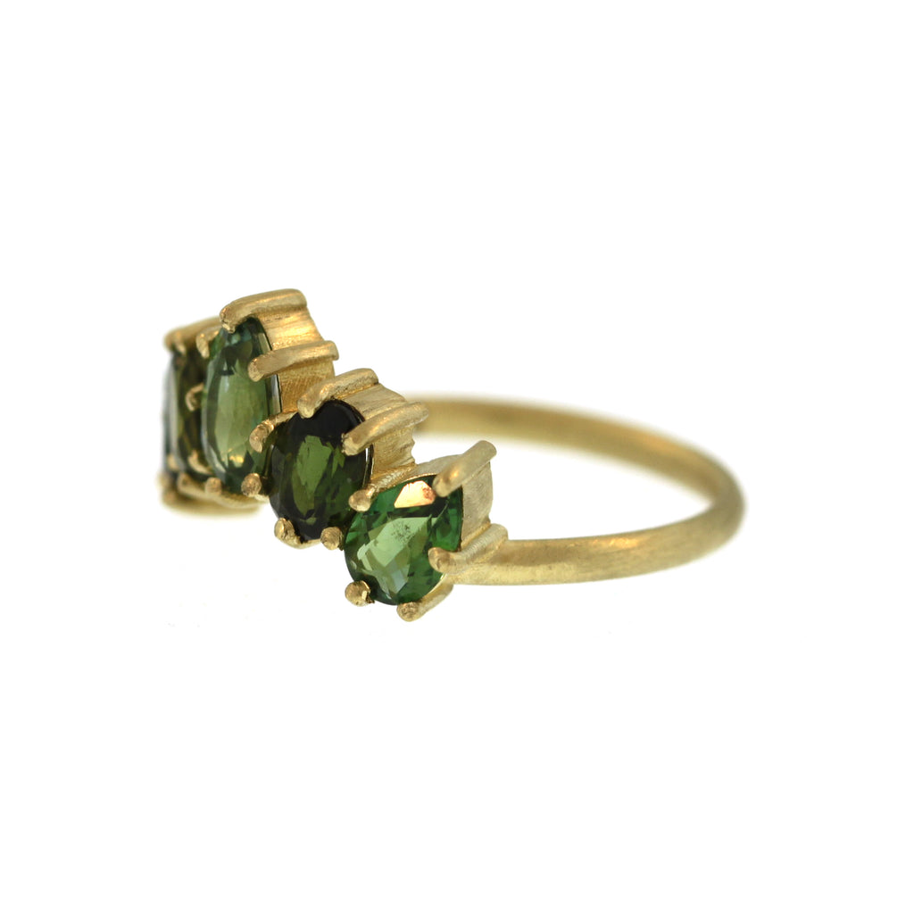 A Green Tourmaline Crown of Leaves Ring
