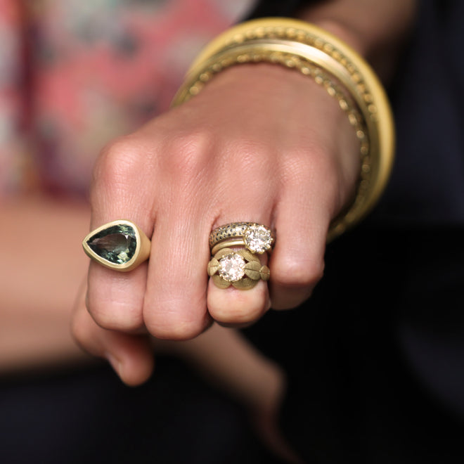 An Ocean Green Tourmaline Queen's Ring