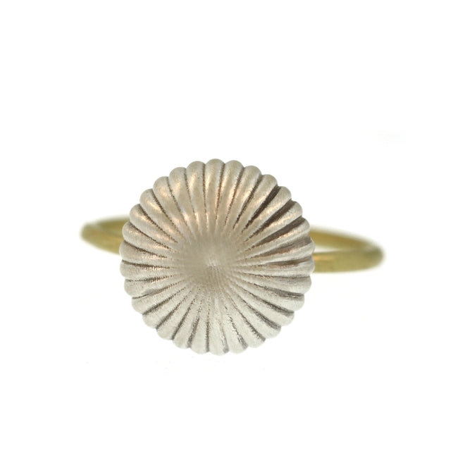 The Fluted Poppy Pod Ring in Sterling Silver and Gold