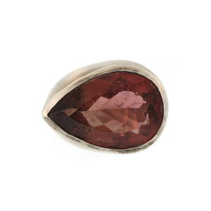 A Peach Tourmaline Queens Ring in Sterling Silver