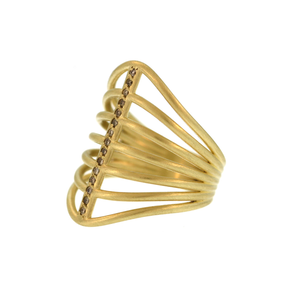 A Vertebrate Ring with Cognac Diamonds