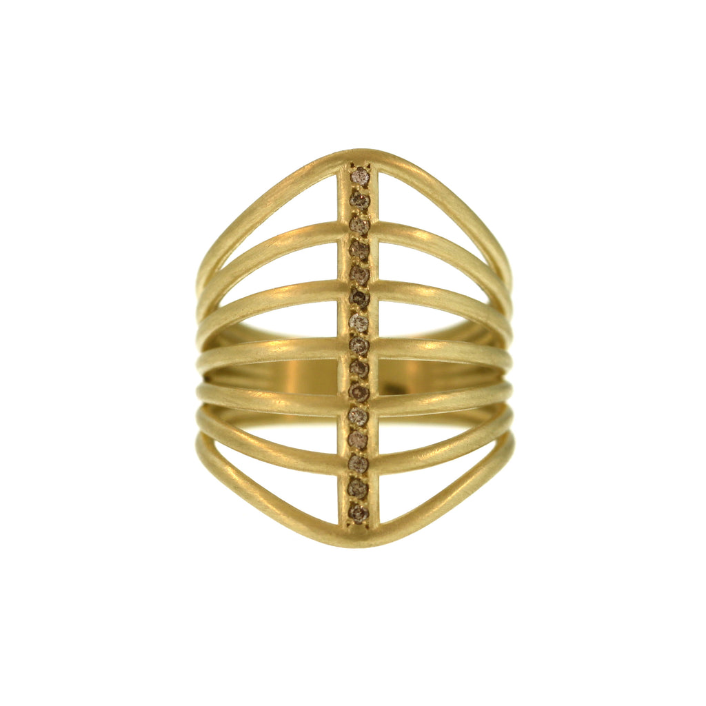 A Vertebrate Ring with Cognac Diamonds
