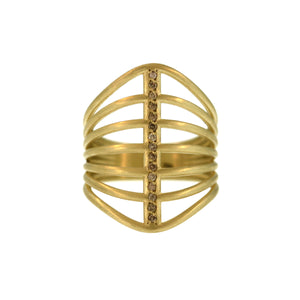 A Vertebrate Ring with Cognac Diamonds