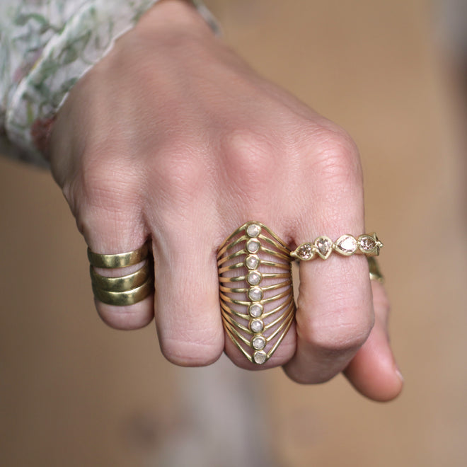 A Five Stone Cognac Diamond Ring