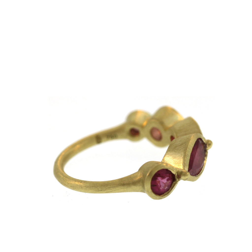 A Five Stone Pink Tourmaline Ring