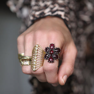 A Garnet Cabochon Cluster Ring
