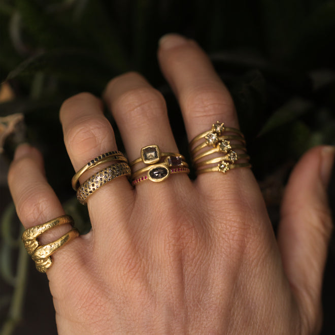 A Dusty Pink Sapphire Baguette Stacking Ring