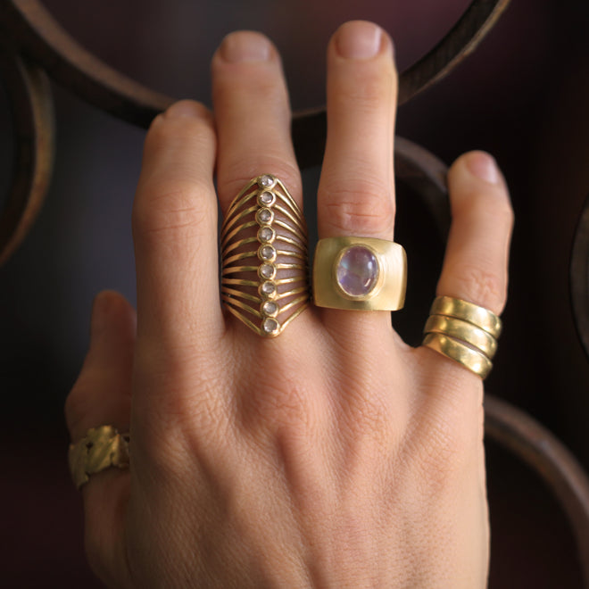 A Moonstone Cabochon Mod Ring