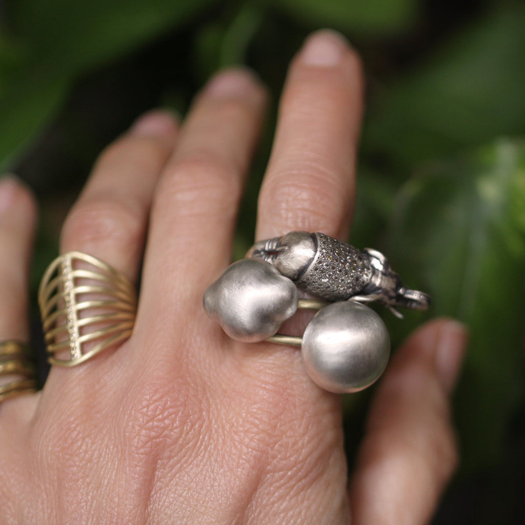 The Large Orb Ring in Sterling Silver and Gold