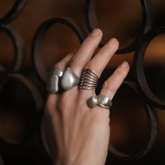 A Mini Organic Signet Ring in Sterling Silver