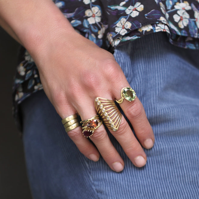 A Double Tourmaline Entwined Ring in Pink and Orange