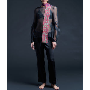 Liberty of London Print Blocked Silk Crepe de Chine Ribbon Scarf