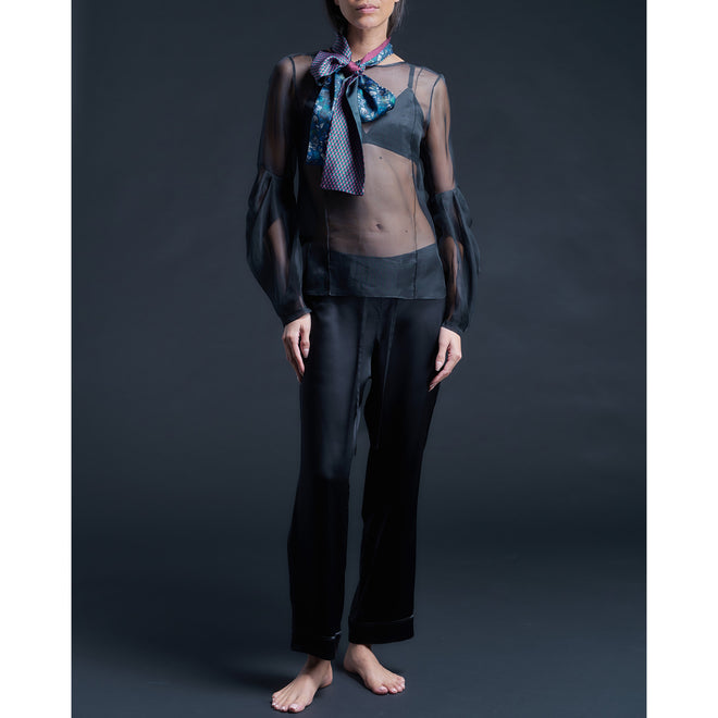 Liberty of London Print Blocked Silk Satin Ribbon Scarf - Woodstock