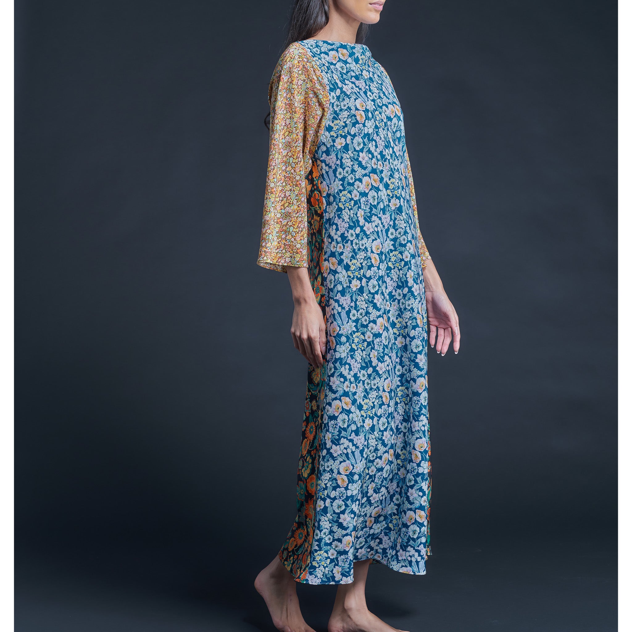 Serafina Fairytale Liberty Print Silk Crepe de Chine Dress