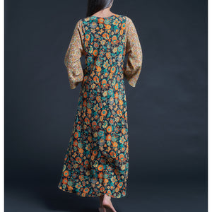 Serafina Fairytale Liberty Print Silk Crepe de Chine Boatneck Dress