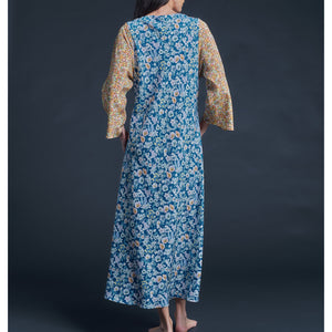 Serafina Fairytale Liberty Print Silk Crepe de Chine Boatneck Dress