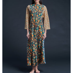 Serafina Fairytale Liberty Print Silk Crepe de Chine Boatneck Dress
