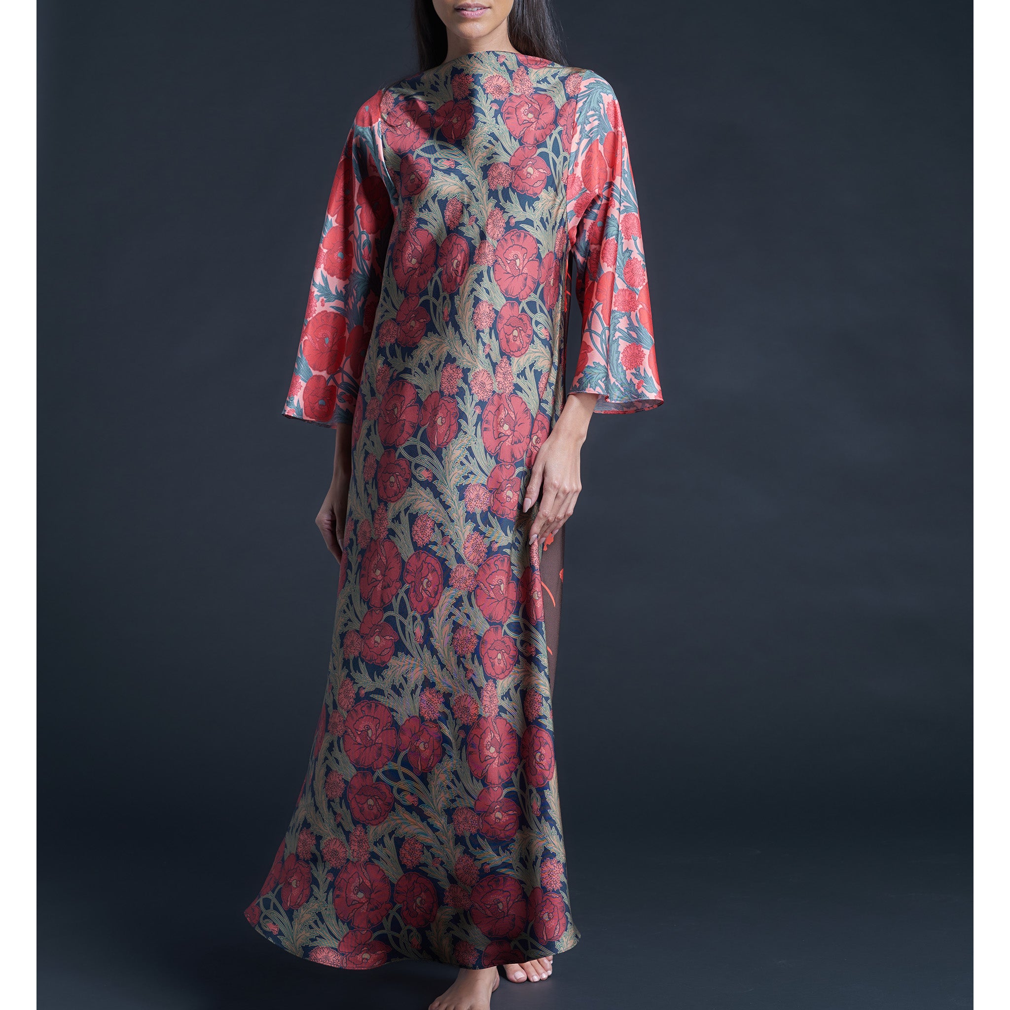 Serafina Fragile Blooms Liberty Print Silk Twill Boatneck Dress