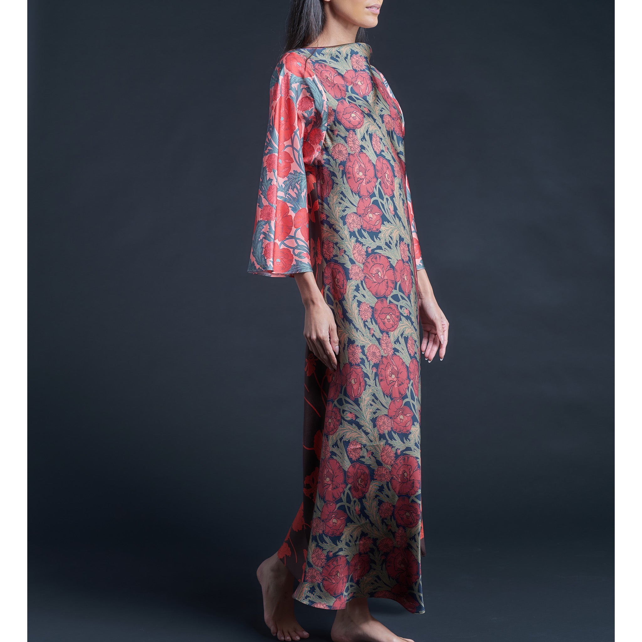 Serafina Fragile Blooms Liberty Print Silk Twill Boatneck Dress