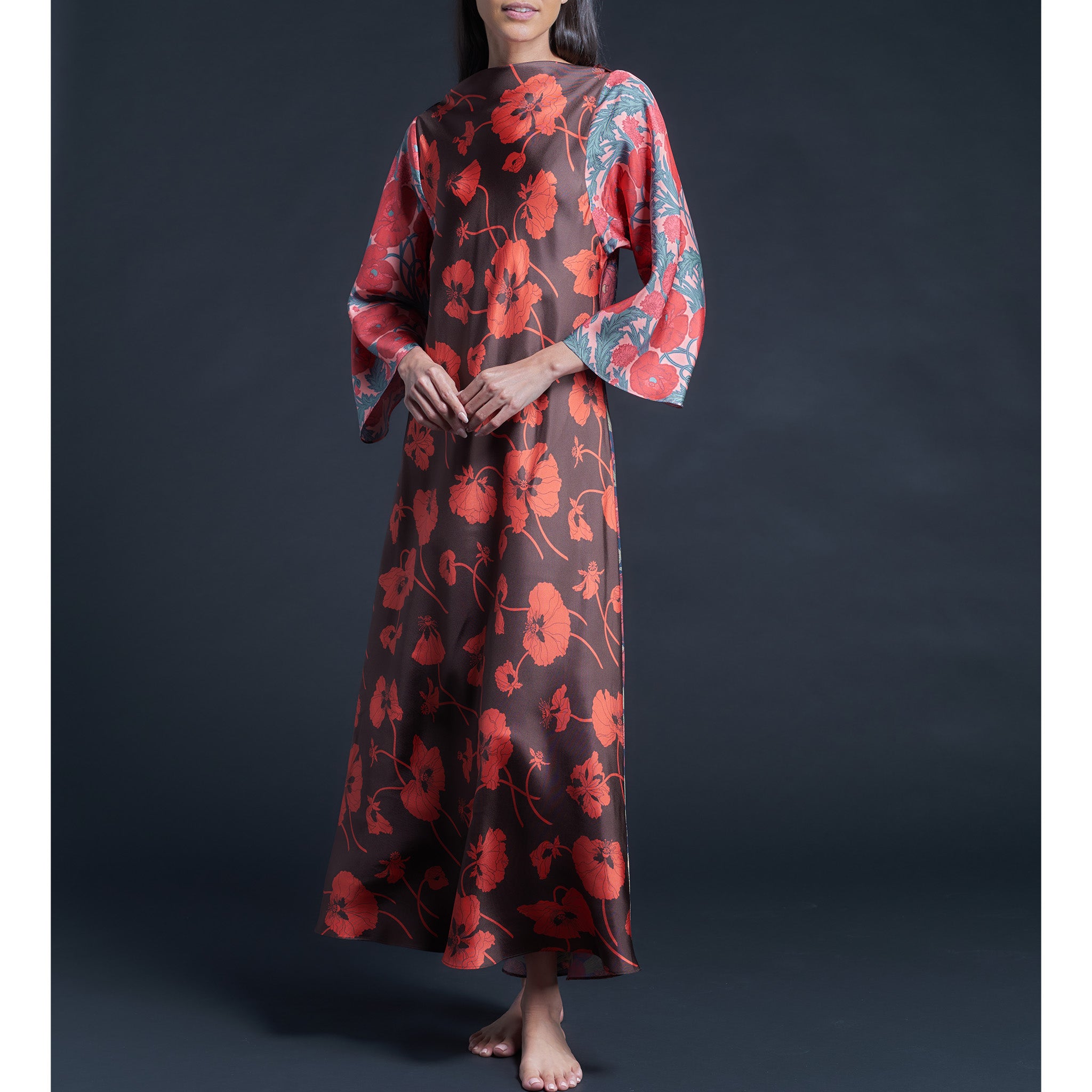 Serafina Fragile Blooms Liberty Print Silk Twill Boatneck Dress