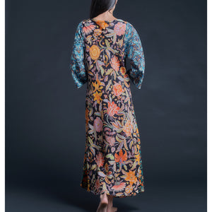 Serafina Garden of Kensington Liberty Print Silk Crepe de Chine Boatneck Dress