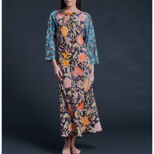 Serafina Garden of Kensington Liberty Print Silk Crepe de Chine Boatneck Dress