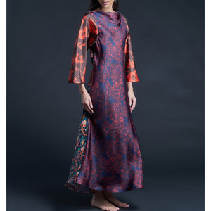 Serafina Hestia Liberty Print Silk Twill Boatneck Dress