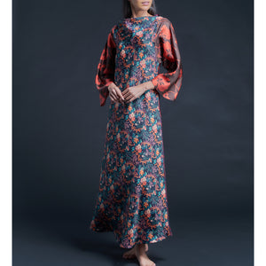 Serafina Hestia Liberty Print Silk Twill Boatneck Dress