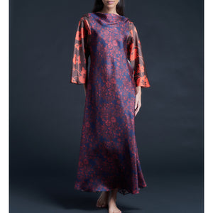 Serafina Hestia Liberty Print Silk Twill Boatneck Dress