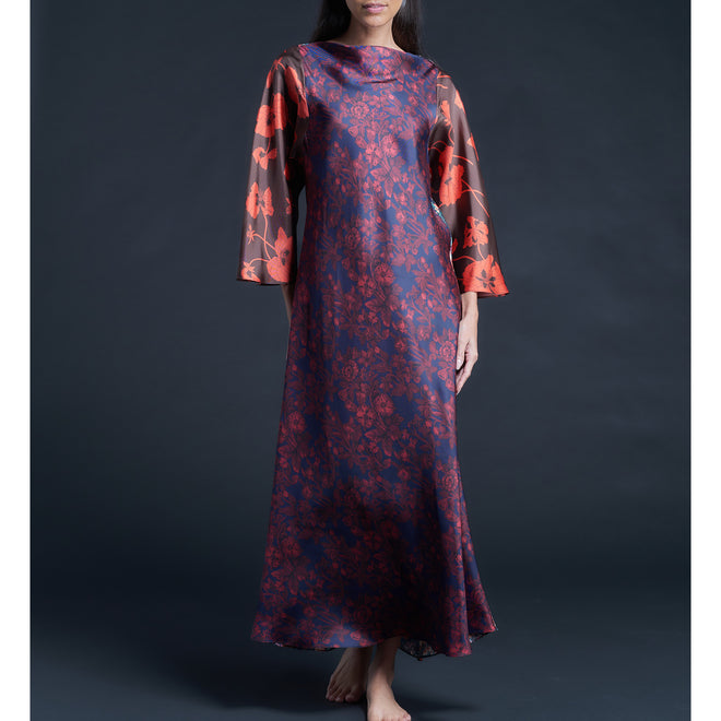 Serafina Hestia Liberty Print Silk Twill Boatneck Dress