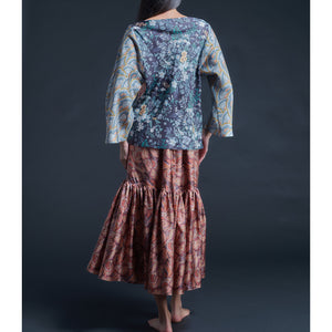 Longer Brigitte Ruffle Skirt in Medusa Liberty Print Silk Twill