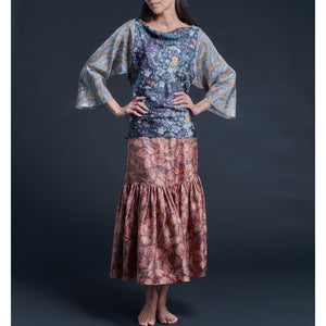 Longer Brigitte Ruffle Skirt in Medusa Liberty Print Silk Twill