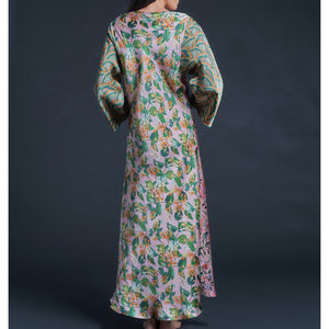 Serafina Pink Lockwood Liberty Print Silk Satin Boatneck Dress