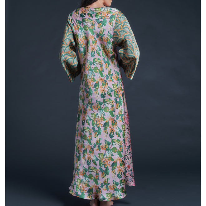 Serafina Pink Lockwood Liberty Print Silk Satin Dress